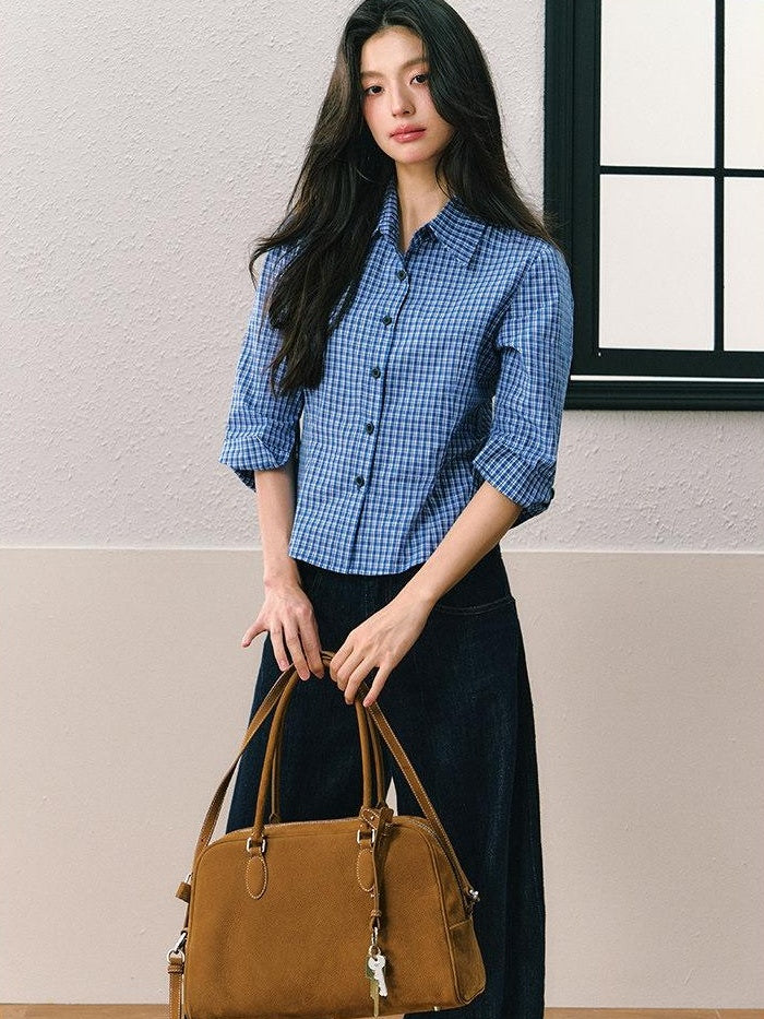 7Shiftin Dark Blue Non Stretch Natural Waist Casual Straight Cut Ladies Wide Leg Jeans
