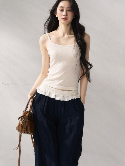7Shiftin Floral Cami Two Piece Set Round Neck High Waist Women Casual Basic Crop Tops