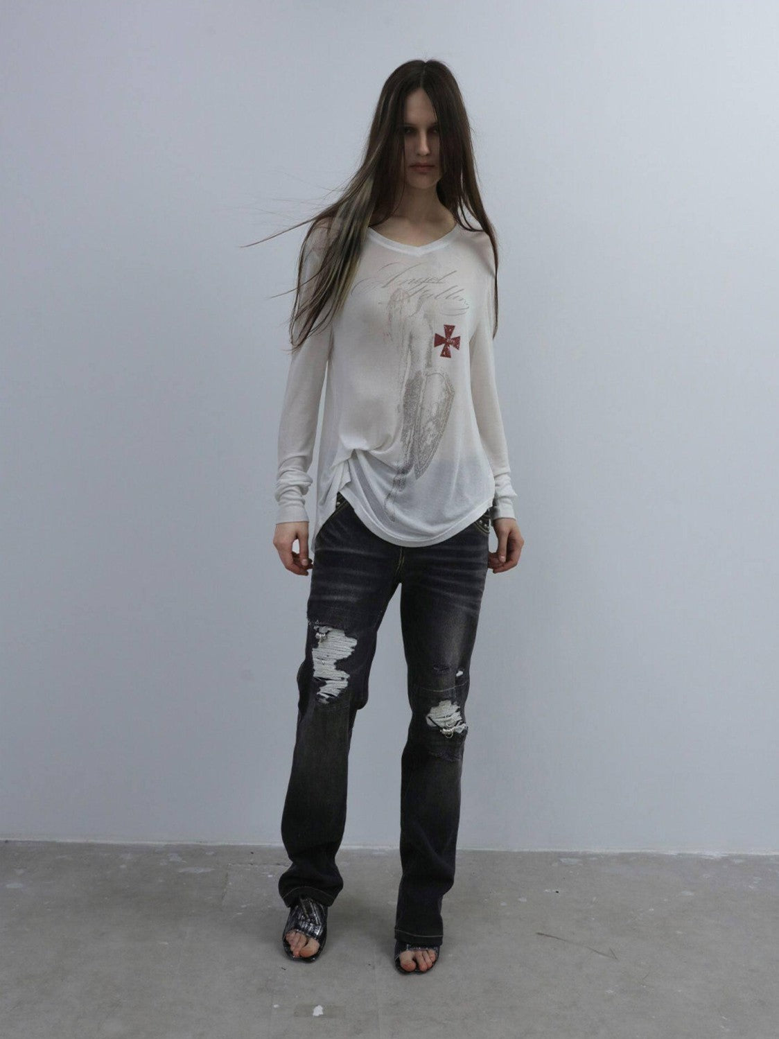 DoublePunch Angel Irregular Punk Print Women&