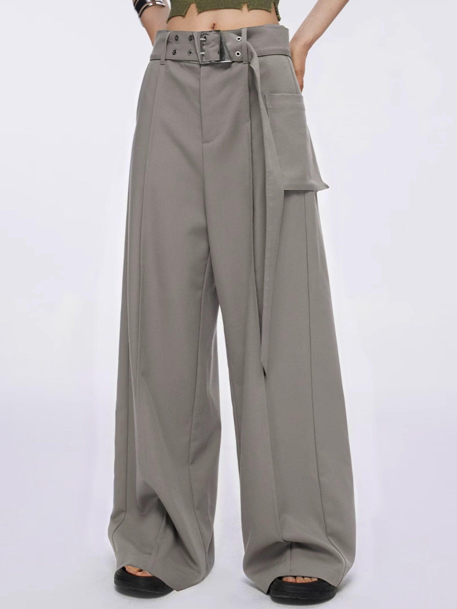 DKZ OFFICIAL Drapey Asymmetrical High Waist Pocket Women&