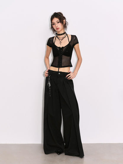 Low pixel Comfortable 100% Cotton Sexy Studded Halter Cropped Beach Solid Black Bikini