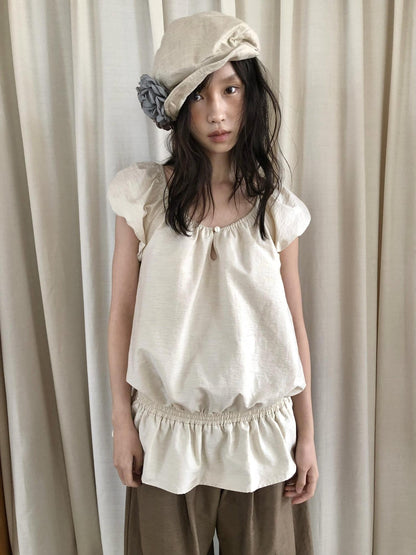 Dorydory Ivory Vintage Puff Sleeve Women&