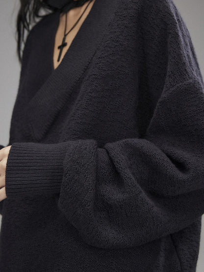 Low pixel Knitted Wool Blend Loose Street Style Women Two Piece Set Navy Mini Shorts