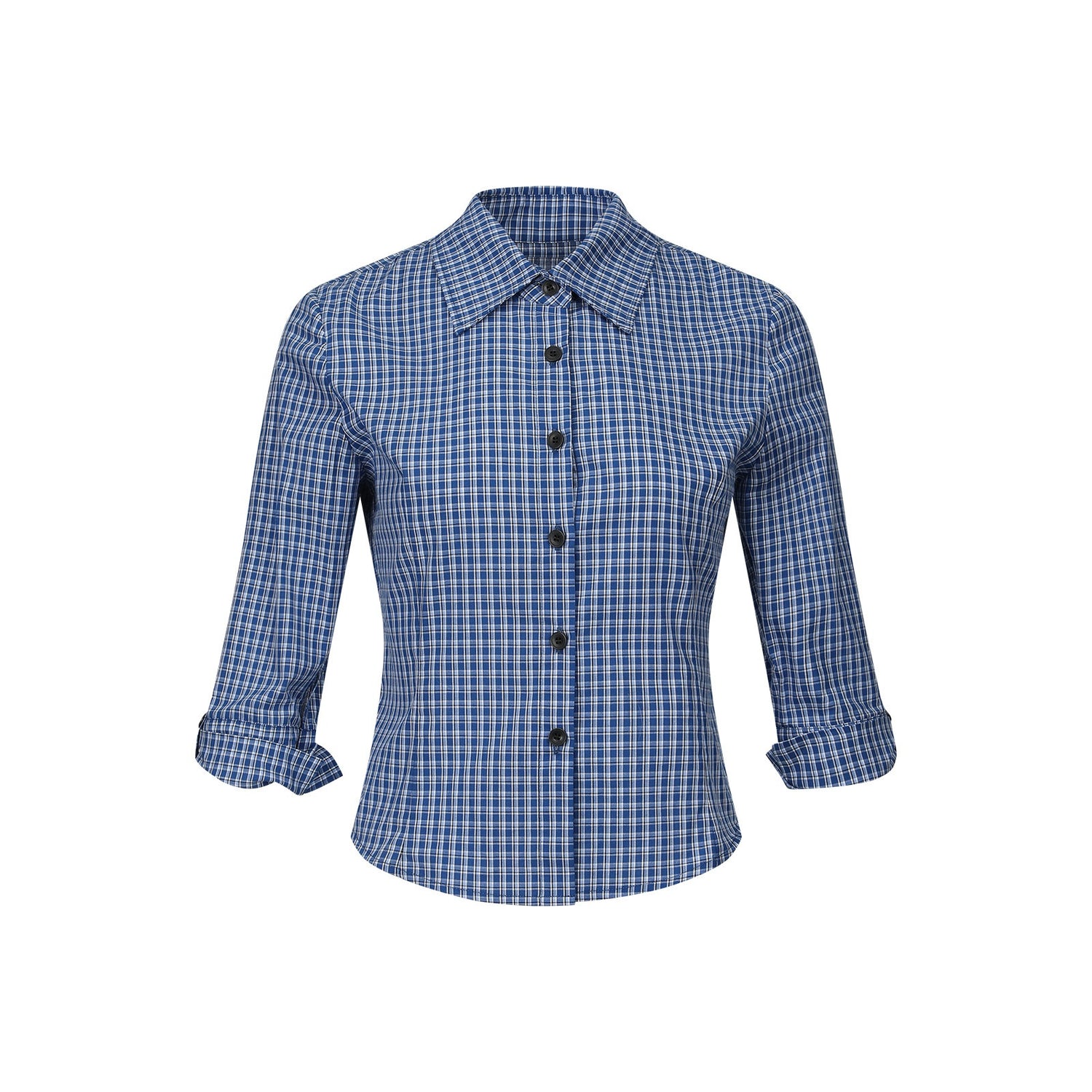 7Shiftin Slim Workwear Button Detail Cotton Long Sleeve Cropped Young Women Blouses