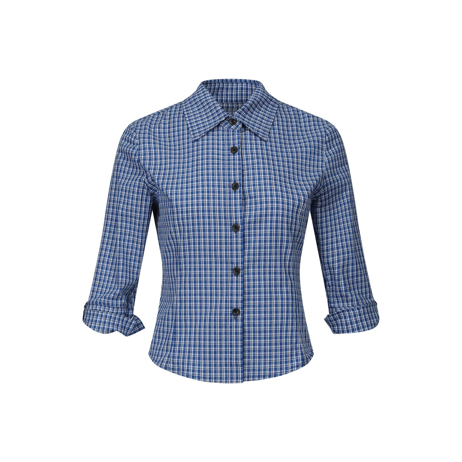 7Shiftin Slim Workwear Button Detail Cotton Long Sleeve Cropped Young Women Blouses