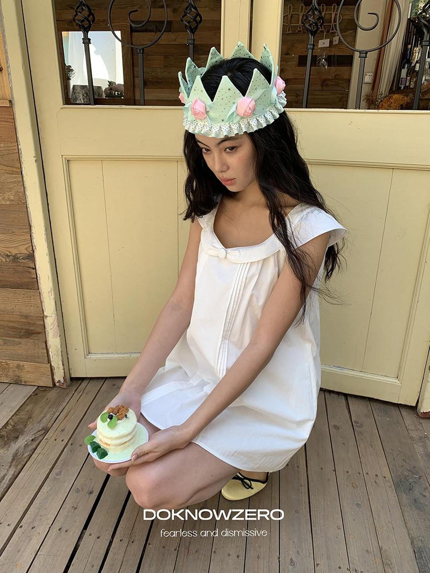 DKZ OFFICIAL White Doll Collar A Line Two Piece Women&