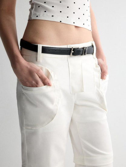RUN TO THE FUTURE Recycled Fiber Original Micro Flare Low Waist Zip Fly Women Pocketed Chinos
