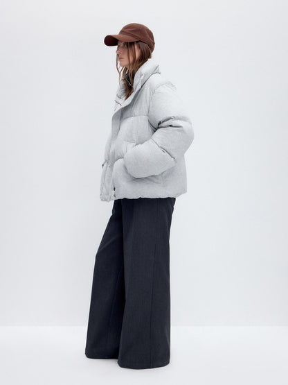 RUN TO THE FUTURE Warm 90 Percent White Duck Down Retro Straight Fit Cotton Gray Down Jackets