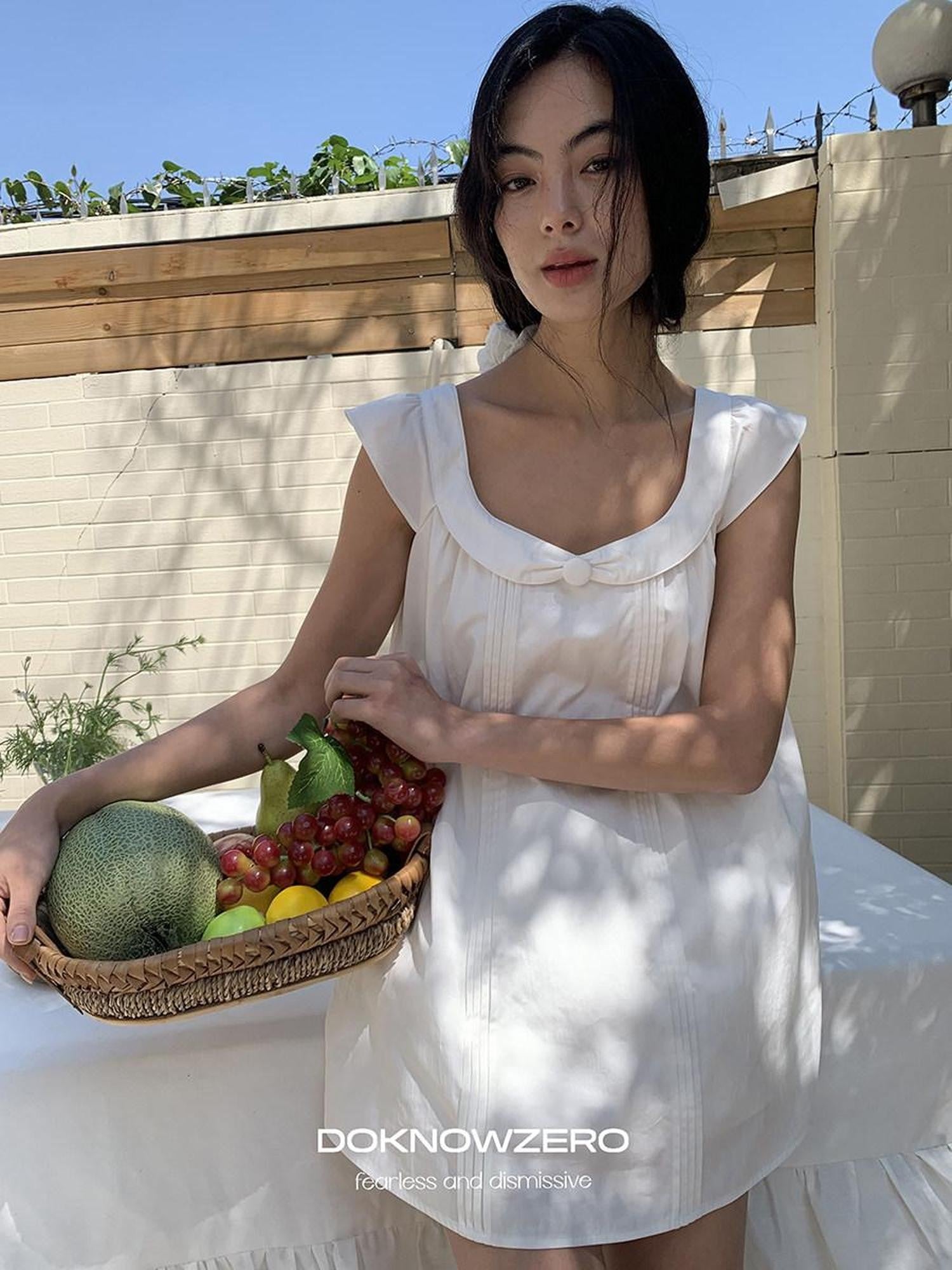 DKZ OFFICIAL White Doll Collar A Line Two Piece Women&
