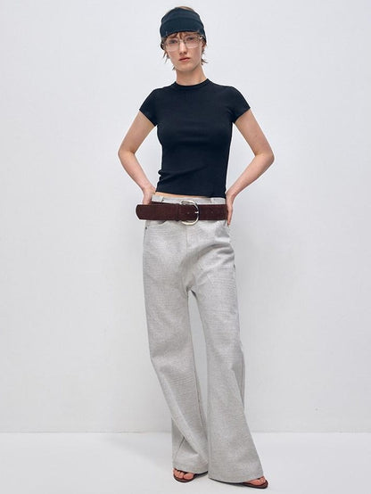 RUN TO THE FUTURE Minimalist Vintage Low Waist Zipper Pocket Office Womens Straight Pants