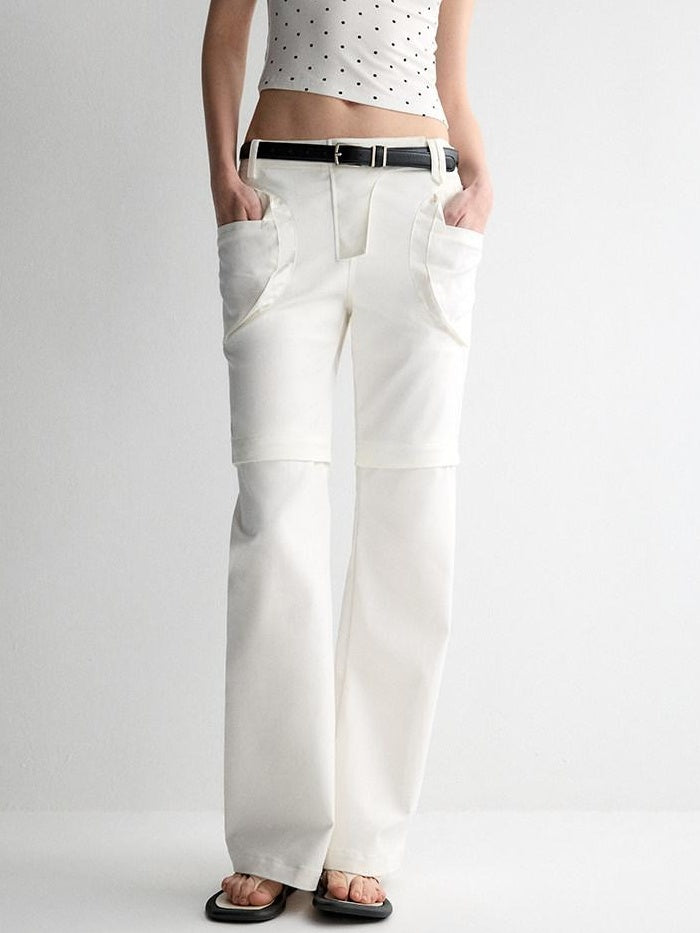 RUN TO THE FUTURE Recycled Fiber Original Micro Flare Low Waist Zip Fly Women Pocketed Chinos