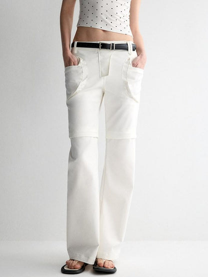 RUN TO THE FUTURE Recycled Fiber Original Micro Flare Low Waist Zip Fly Women Pocketed Chinos