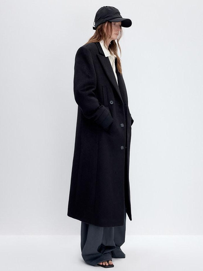 RUN TO THE FUTURE Lambswool Blend Patchwork Relaxed Fit Vintage Commuter Double Breasted Overcoats