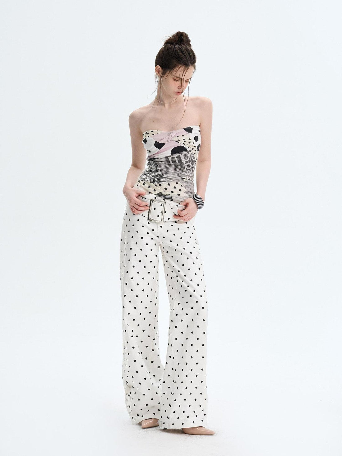 The NeverMore Cute Floral Print Sweet Slim Fit Regular Length Off White Sizes S M L Tube Tops