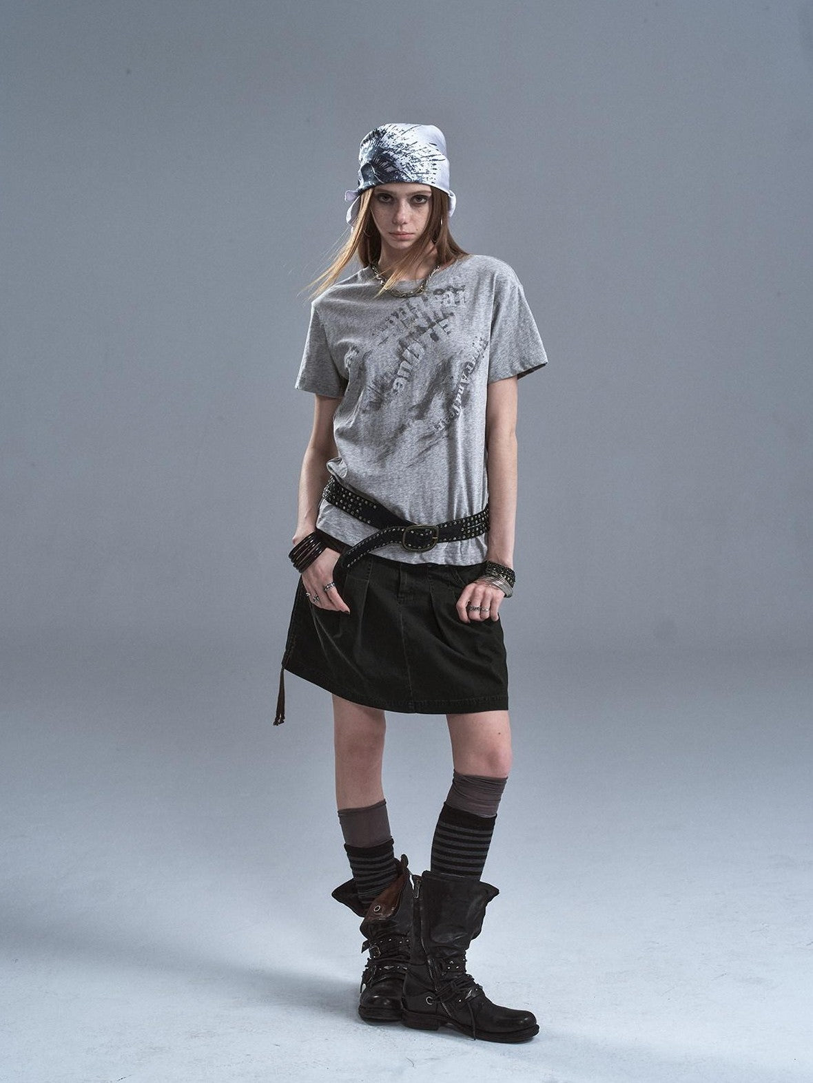 wear And tear Dark Green Riveted Side Drawstring Split Lace Up Women&
