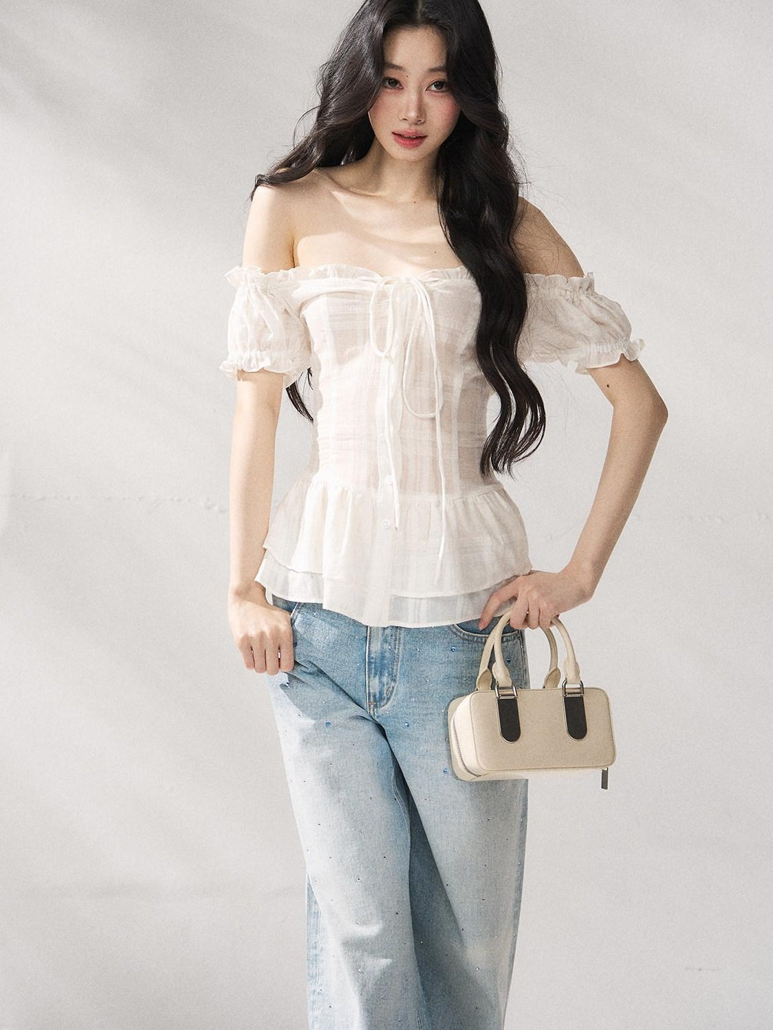 7Shiftin Cooling Breathable Light Waist Slim Women Cotton Tee Off Shoulder Crop Tops