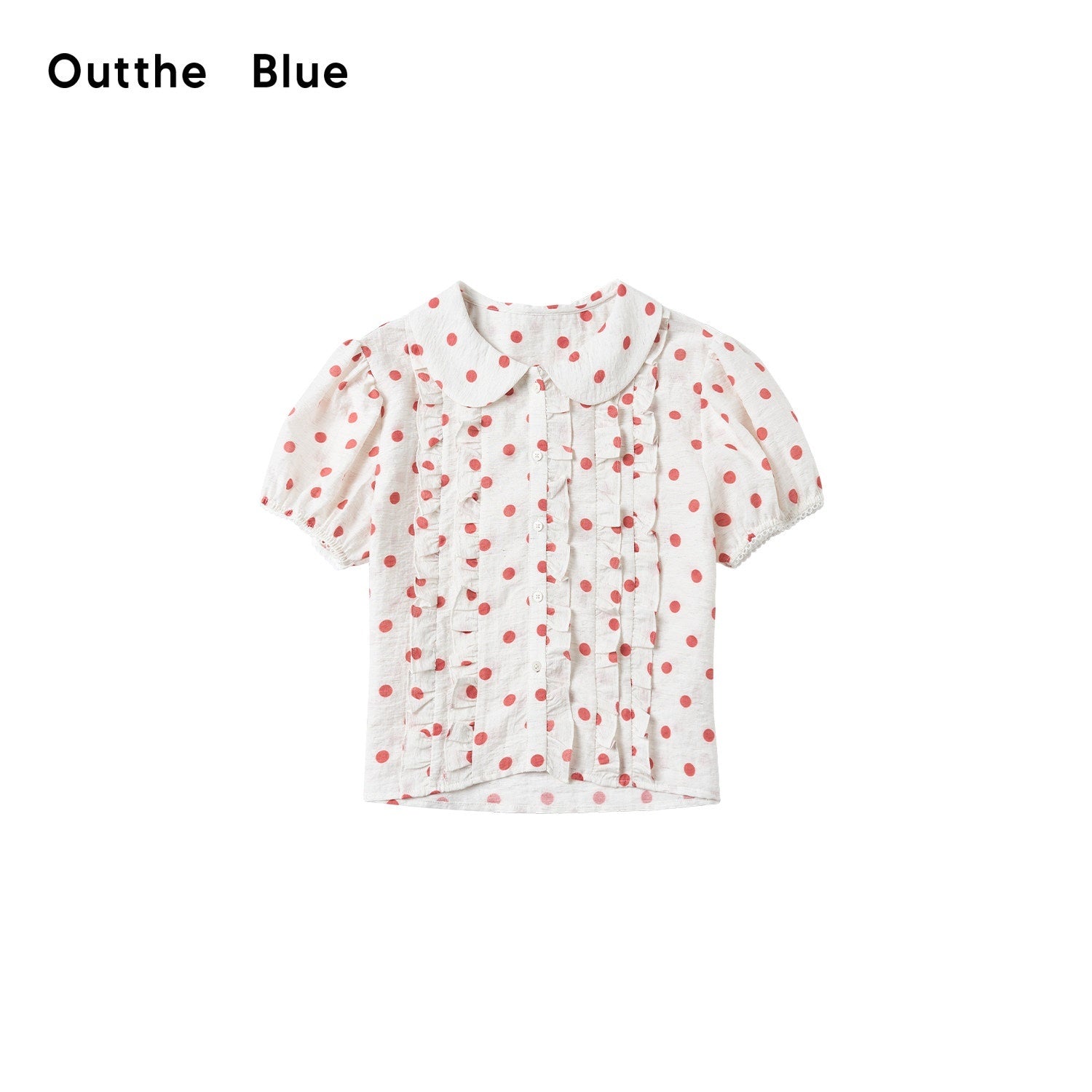 OuttheBlue_Waist_Cinch_Ruffle_Casual_Puff_Sleeve_Doll_Collar_Polka_Dot_Women_Shirts_MISSTT