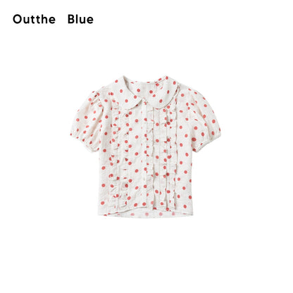 OuttheBlue_Waist_Cinch_Ruffle_Casual_Puff_Sleeve_Doll_Collar_Polka_Dot_Women_Shirts_MISSTT