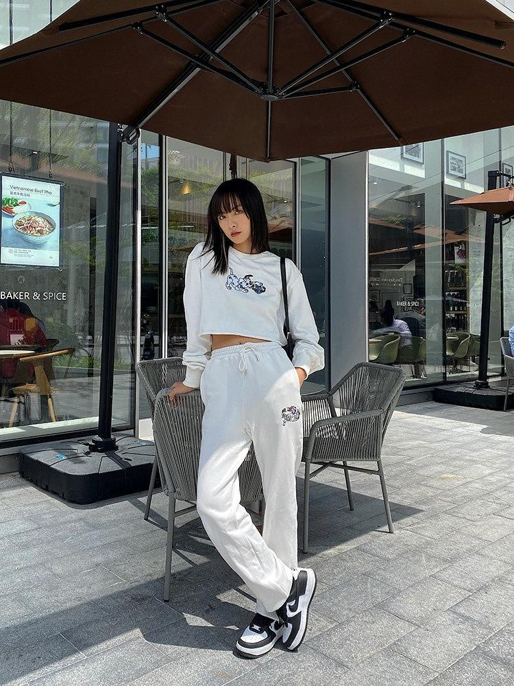 JYOSEI Cartoon Print Ruched Sleeve Original Character Street Style Women&
