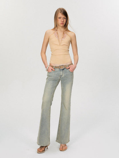 The NeverMore Lightweight Stretch No Padding Y Back Wide Strap Slim Cropped Women Camisoles