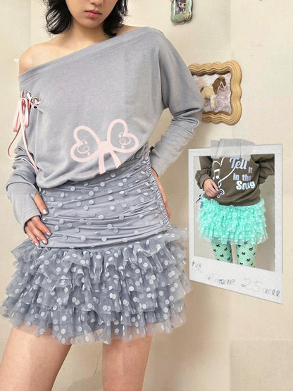nit alcove Core Spun Casual Pleated Puff Skirt Mid Waist Girls Mint Gray Mini Skirts