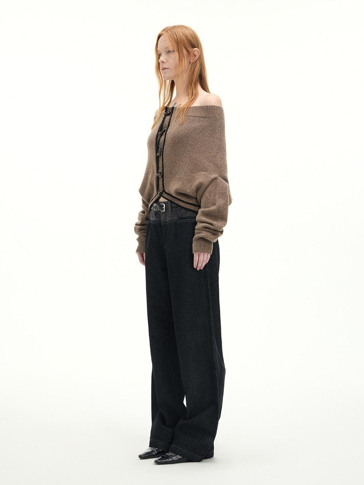 RUN TO THE FUTURE Casual Patchwork Low Waist Loose Women Black Cotton Wide-Leg Jeans
