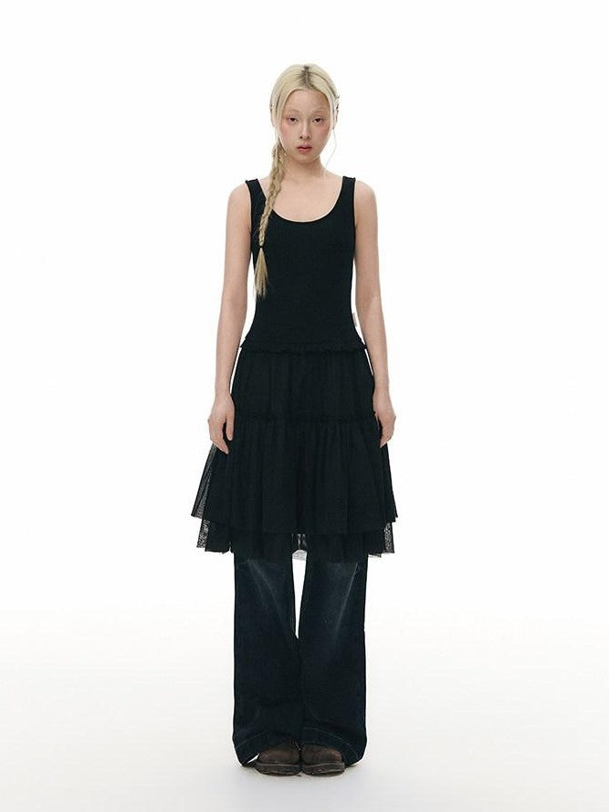 NAPSNAPS Tulle Spliced Knit Vest Women&
