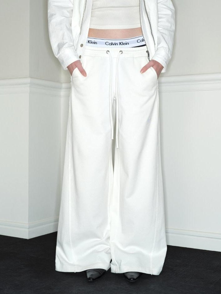 RUN TO THE FUTURE 100 Percent Cotton Original Low Waist Pocket Moonlight White Wide-Leg Pants