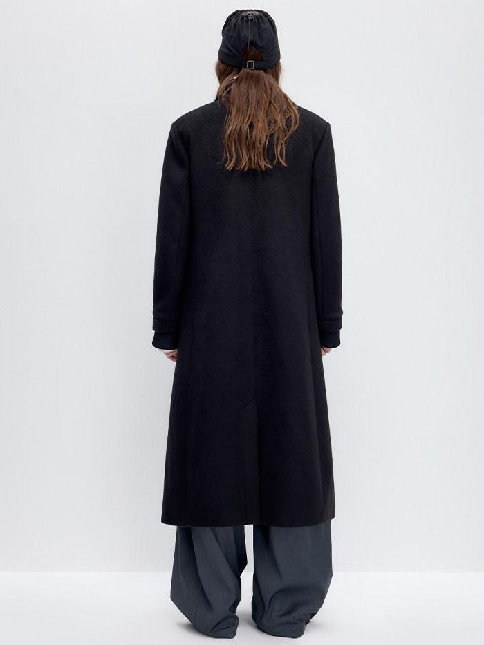 RUN TO THE FUTURE Lambswool Blend Patchwork Relaxed Fit Vintage Commuter Double Breasted Overcoats