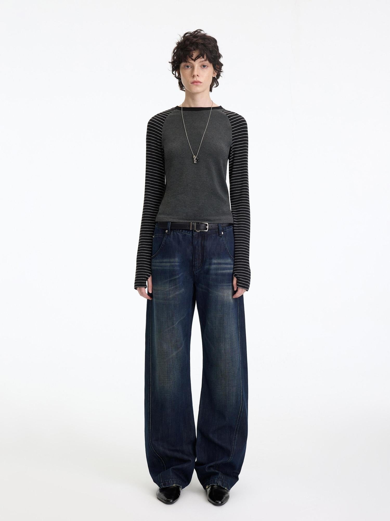 RUN TO THE FUTURE Vintage Washed High Cotton Relaxed Mid Low Waist Women Zip Fly Straight Jeans