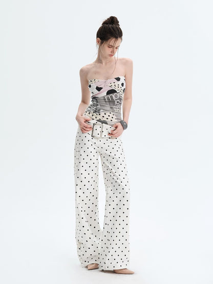 The NeverMore Cute Floral Print Sweet Slim Fit Regular Length Off White Sizes S M L Tube Tops