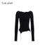 Low_pixel_Patchwork_V-neck_Slim_Street_Girls_Lyocell_Black_Long_Sleeve_T-Shirts_MISSTT