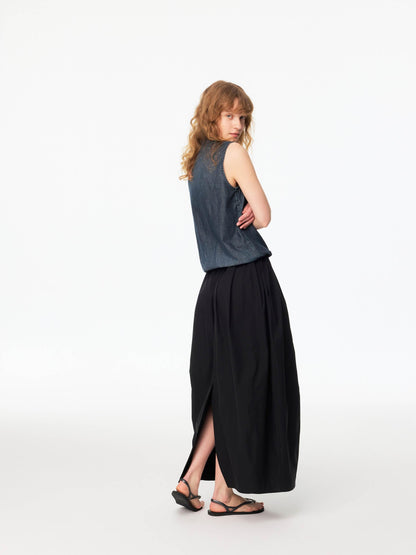 Northbutsouth Classic Casual Mid Low Waist Back Slit Balloon Women&