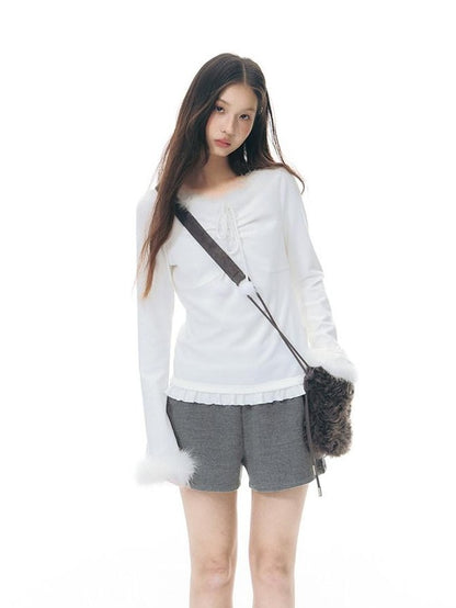 NAPSNAPS Deep Gray White Fuzzy Splice Women&