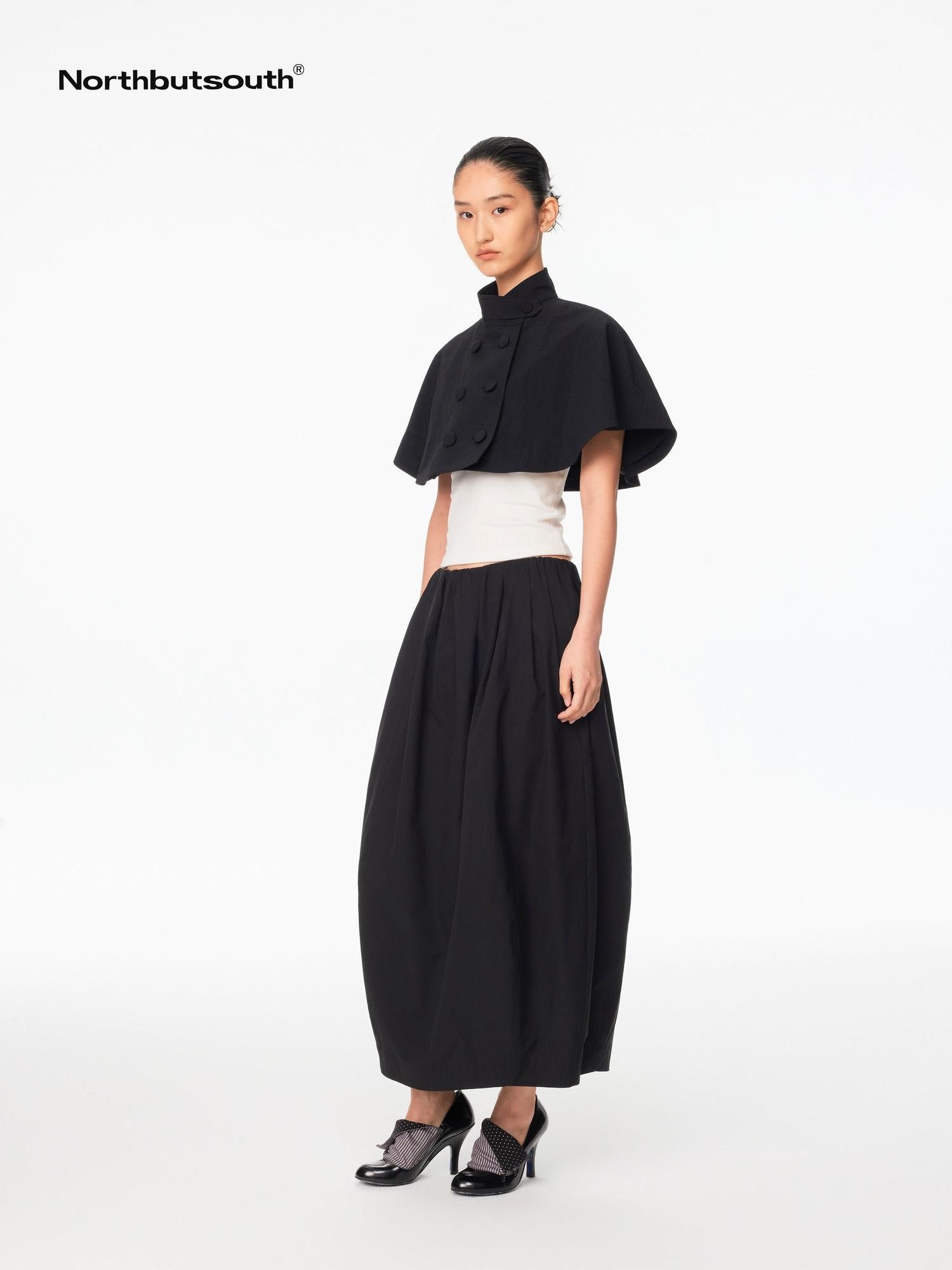 Northbutsouth Classic Casual Mid Low Waist Back Slit Balloon Women&