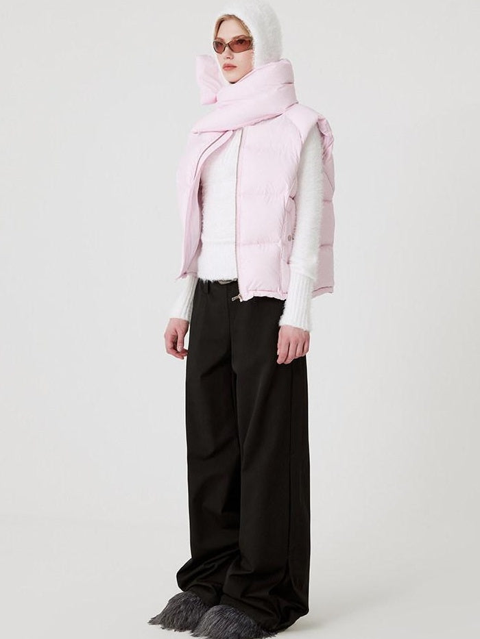 RUN TO THE FUTURE 90 Percent White Down Sleeveless Cropped Straight Korean Women Down Jackets