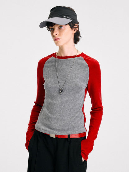 RUN TO THE FUTURE Slim Fit Casual Raglan Sleeve Striped Crew Neck Women Long Sleeve T-Shirts