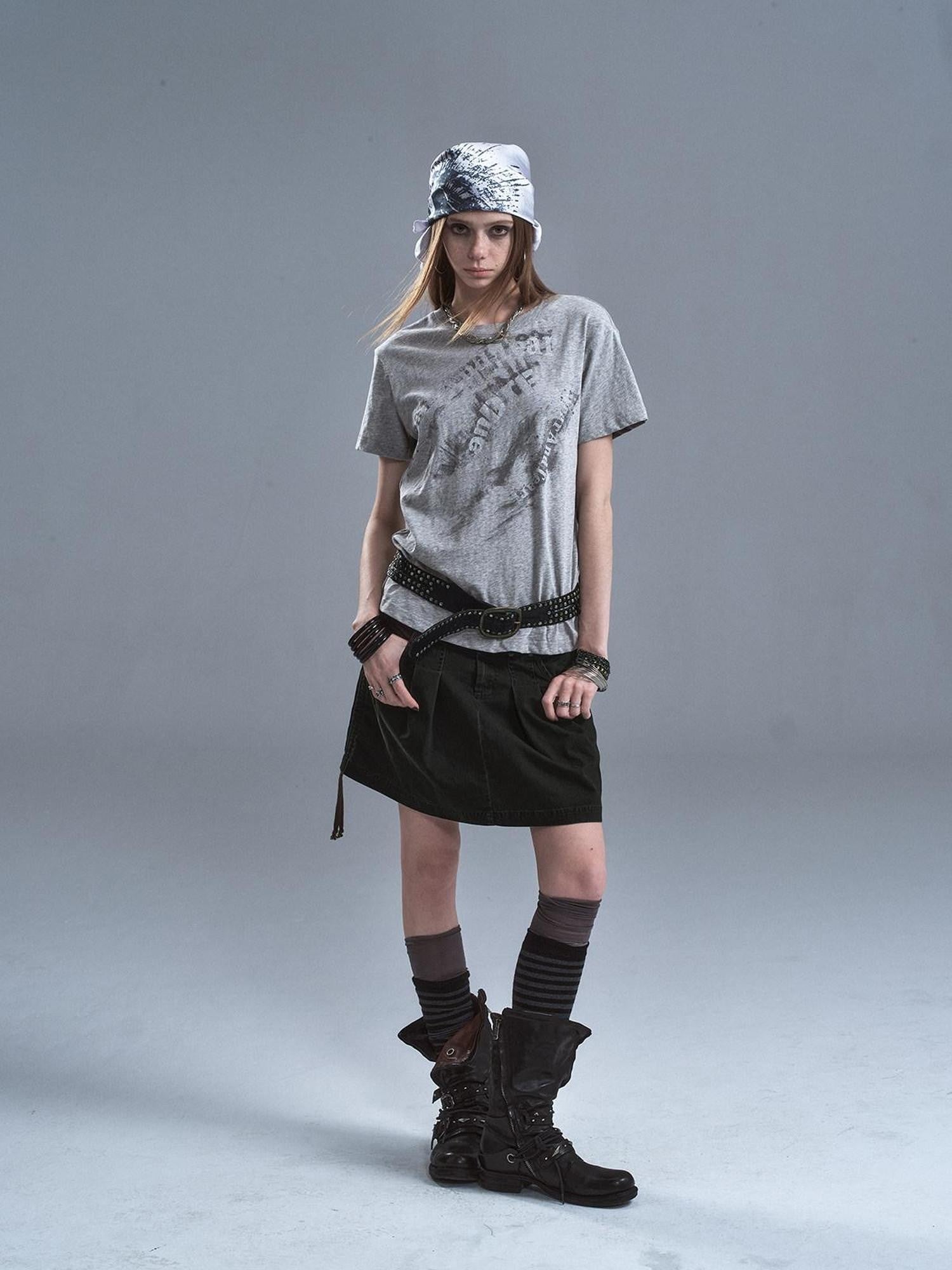 wear And tear Dark Green Riveted Side Drawstring Split Lace Up Women&