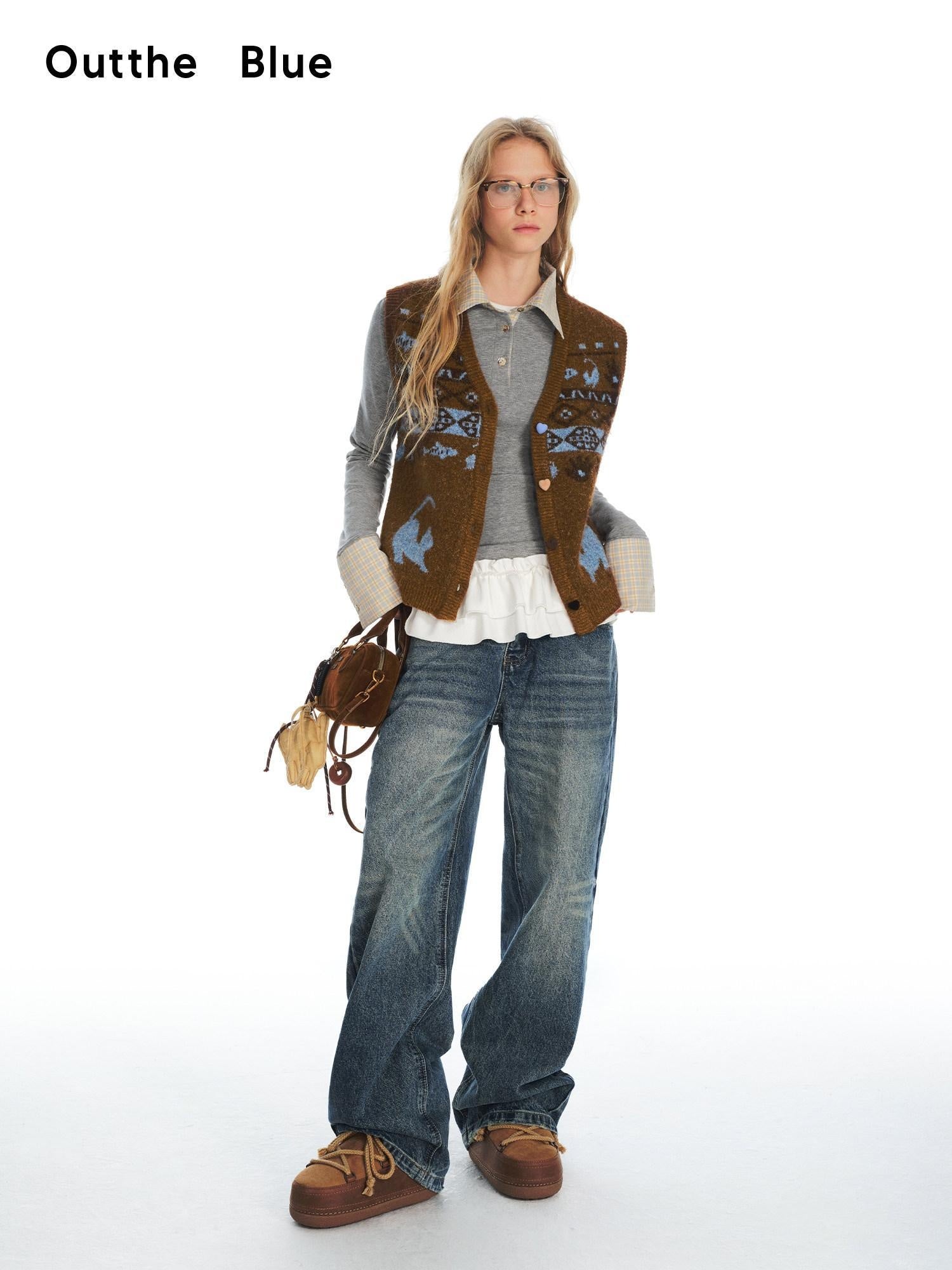 OuttheBlue Recycled Green Fiber Animal Print Commuter Style Women Cardigan Tank Tops