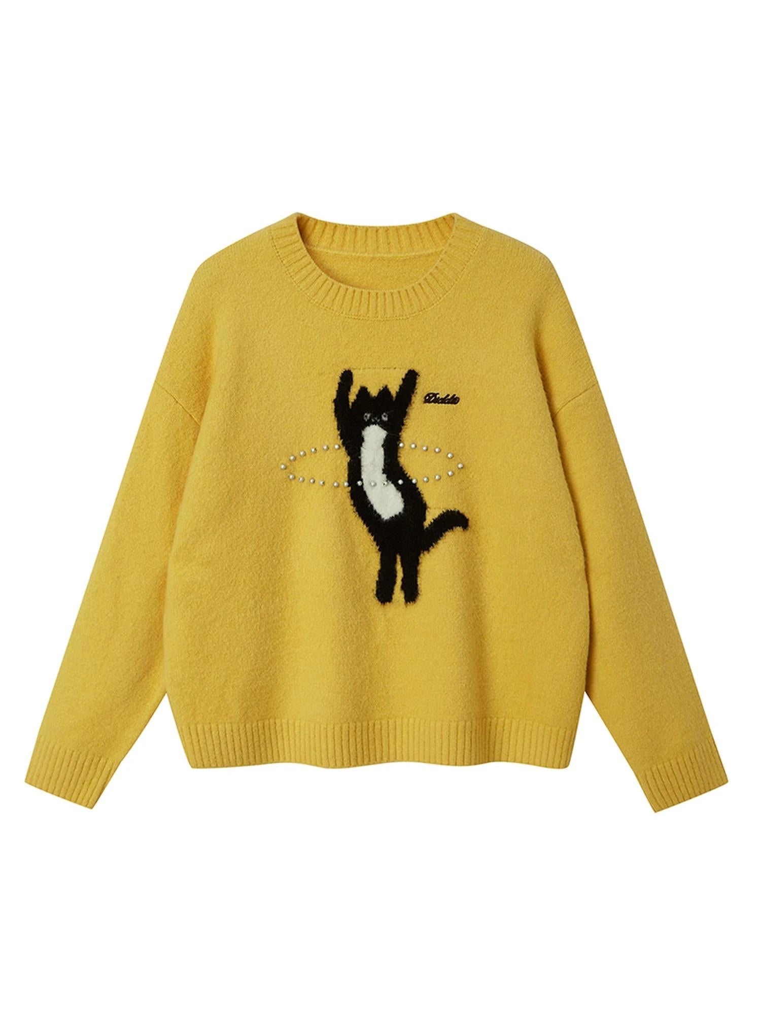 Future Kitten Holographic Beaded Knit Sweater