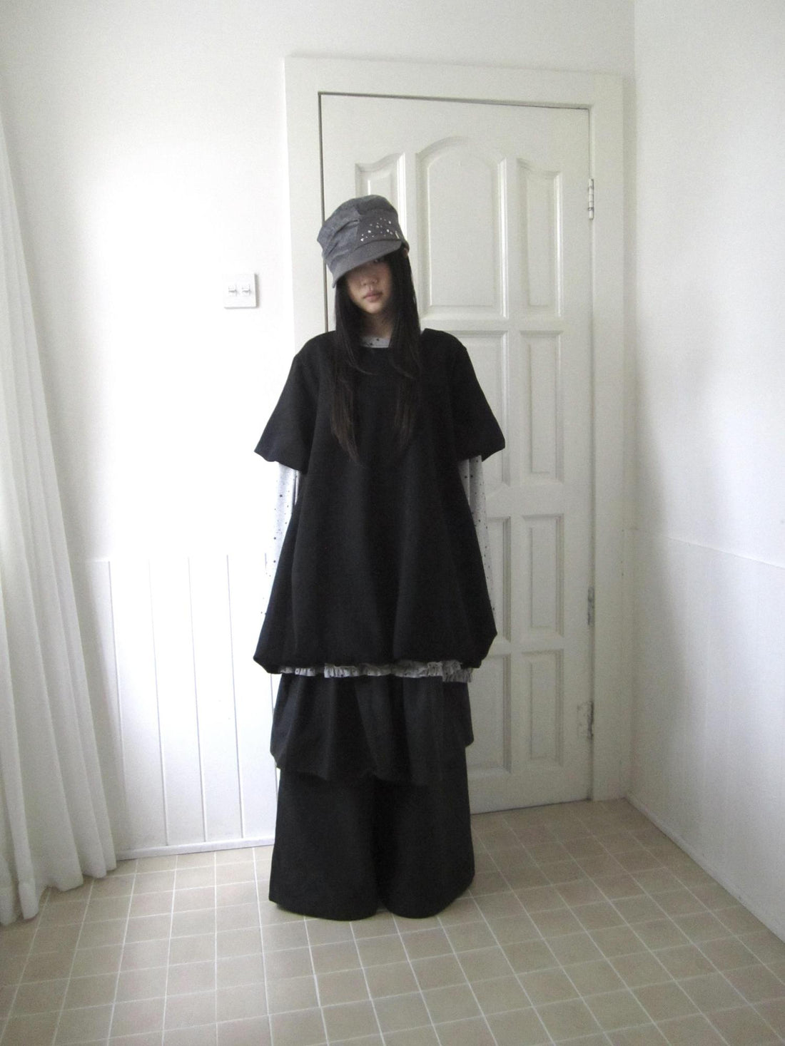 ang project A Line Early Autumn Puff Sleeve Mini Dress