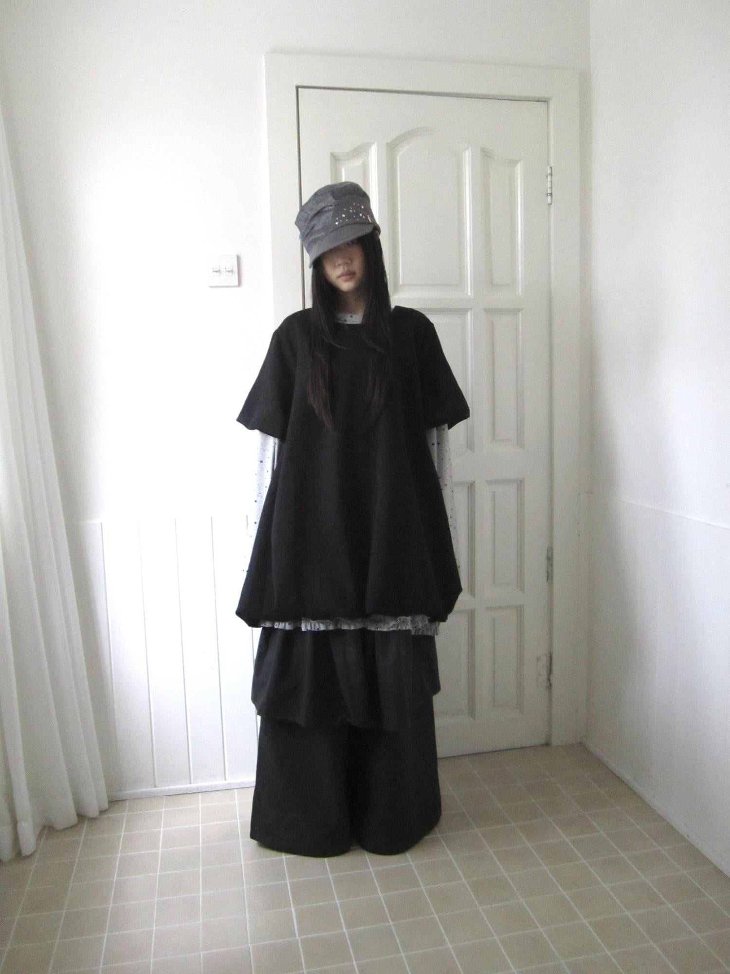 ang project A Line Early Autumn Puff Sleeve Mini Dress