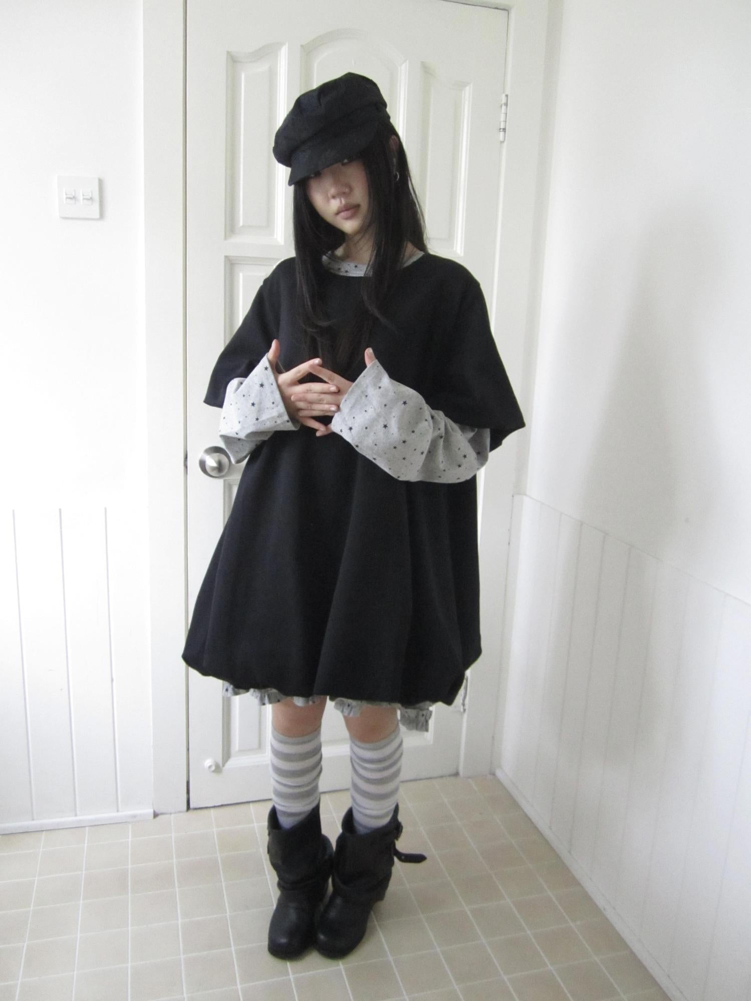 ang project A Line Early Autumn Puff Sleeve Mini Dress