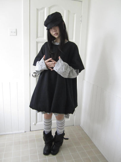 ang project A Line Early Autumn Puff Sleeve Mini Dress
