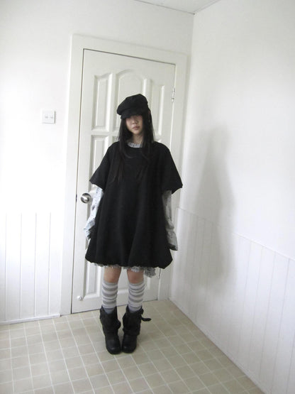 ang project A Line Early Autumn Puff Sleeve Mini Dress