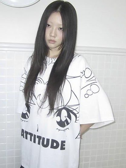 Updateang project Anime Graphic Summer Design Loose Fit Short Sleeve Tee Women