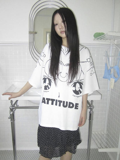 Updateang project Anime Graphic Summer Design Loose Fit Short Sleeve Tee Women