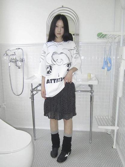 Anime Graphic Summer Design Loose Fit Short Sleeve Tee Women