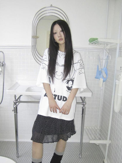 Updateang project Anime Graphic Summer Design Loose Fit Short Sleeve Tee Women