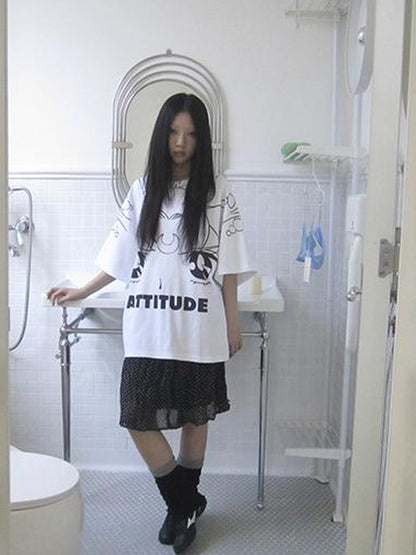Updateang project Anime Graphic Summer Design Loose Fit Short Sleeve Tee Women